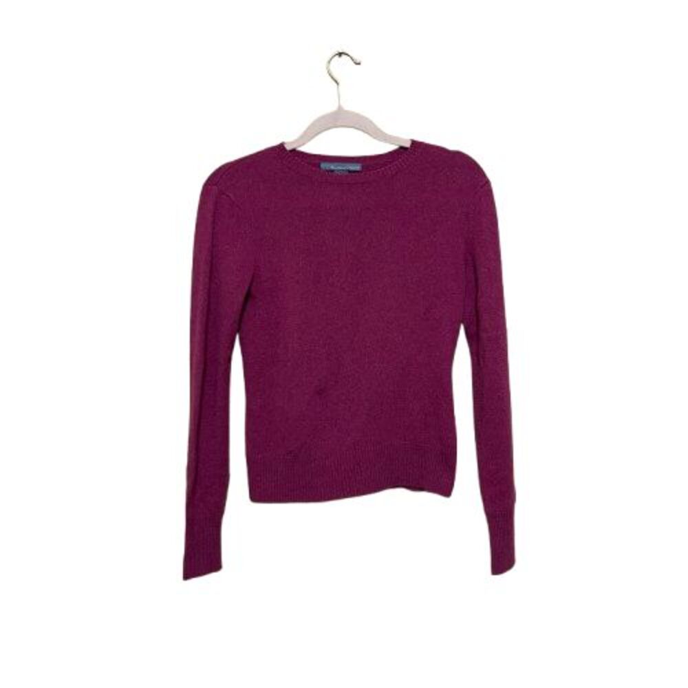 Hillard & Hanson 100% Cashmere Sweater Womens Small Pink V Crewneck Long Sleeve